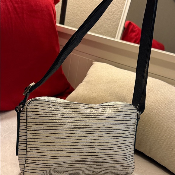 Fossil Women's Crossbody Bag - Navy Blue and Cream Stripes - Picture 4 of 11